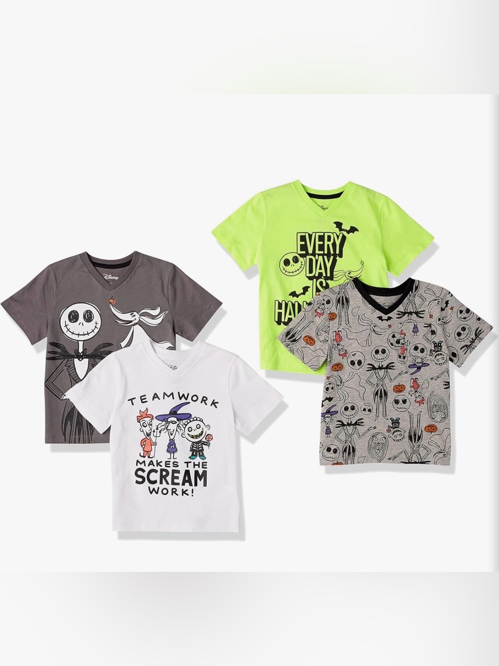Disney Gender Neutral Toddler V Neck 4 Pc T-Shirt Set Short Sleeves Relaxed NWT